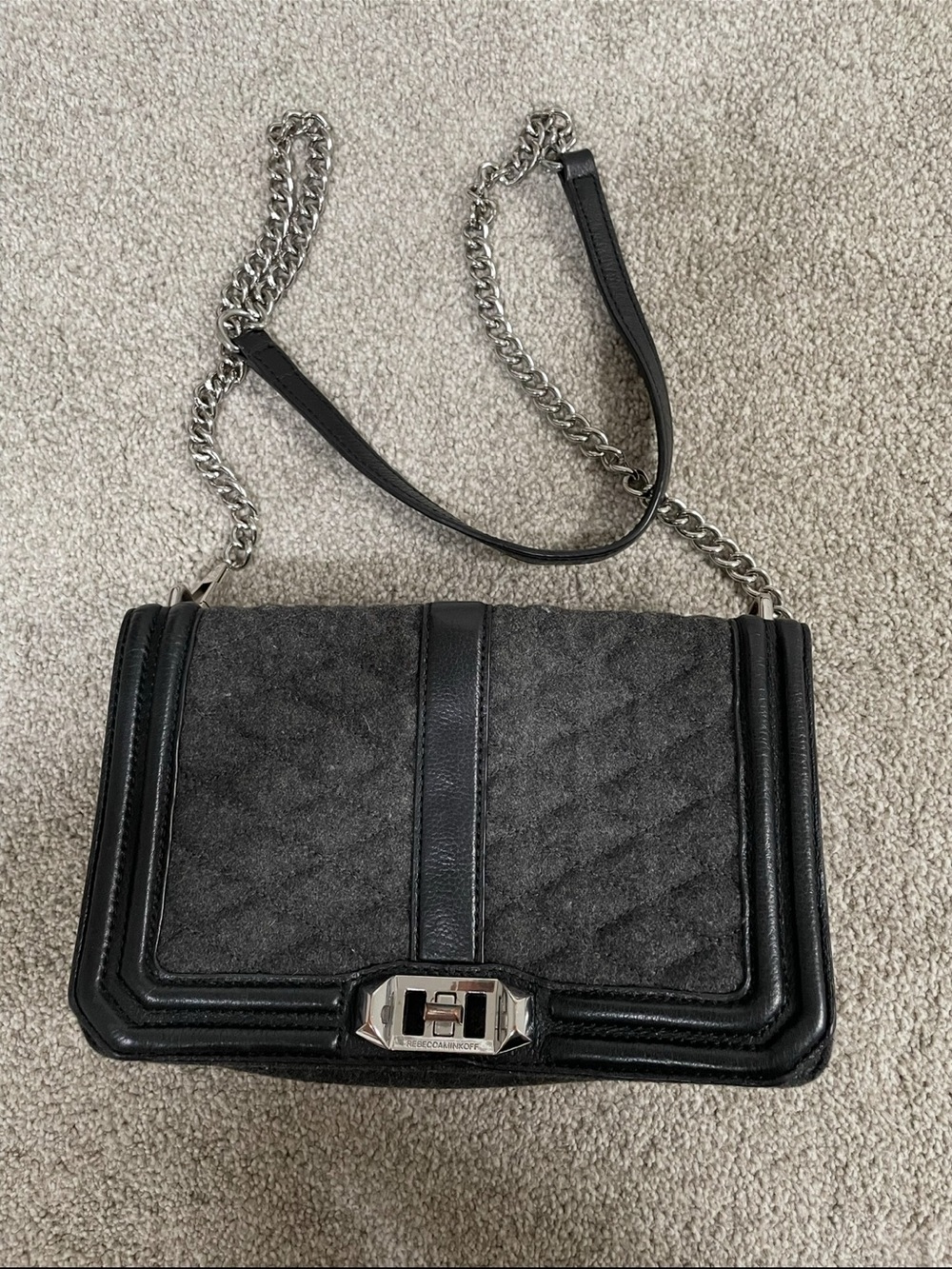 Rebecca Minkoff Gray Quilted Chain Crossbody